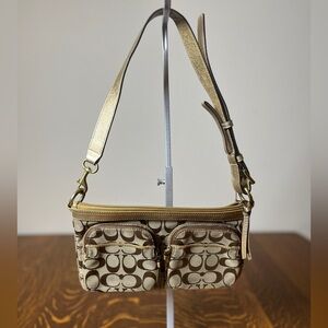 Coach Signature C Brown, Tan, and Gold Belt Bag/Shoulder Bag